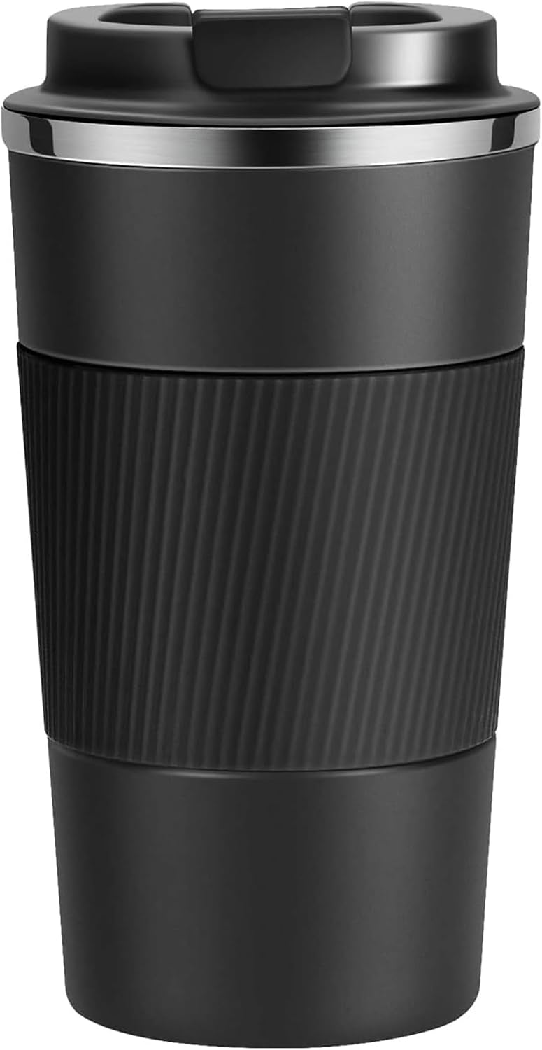 Mug isotherme — sans BPA, en acier inoxydable, isolé, 500ml, noir