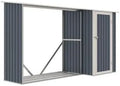 Abri à bûches en métal anthracite avec remise