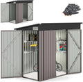 RELAX4LIFE Abri de Jardin Métallique 5m³ avec Portes Verrouillables et Fenêtres, Cabane à Outils Résistante aux Intempéries pour Équipement Extérieur