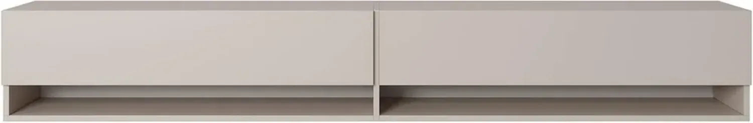 Ensemble Meuble TV Suspendu avec Portes et Étagères, 200 cm Beige Gris pour Salon