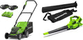 Tondeuse à Gazon sans Fil 48V 36cm avec Kit Batterie et Chargeur & Souffleur et Aspirateur de Feuilles 2-en-1 48V