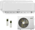 Climatiseur Dual Split 9000+18000 BTU, Wi-Fi, R32, Classe A++/A+, 2 Unités Intérieures, 1 Extérieure, Télécommande et Application