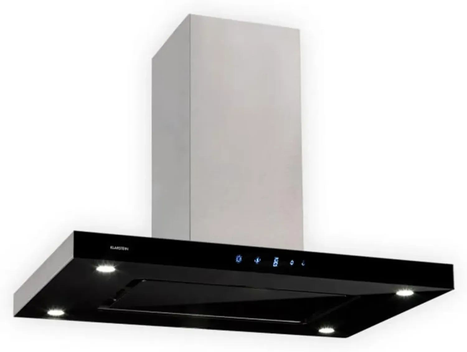 Hotte Îlot Klarstein Valeria - 230W, 650 m³/h, 3 Vitesses, LED, Commande Tactile, Verre et Acier Inoxidable, Économique, Concept PureAmbience, Argent